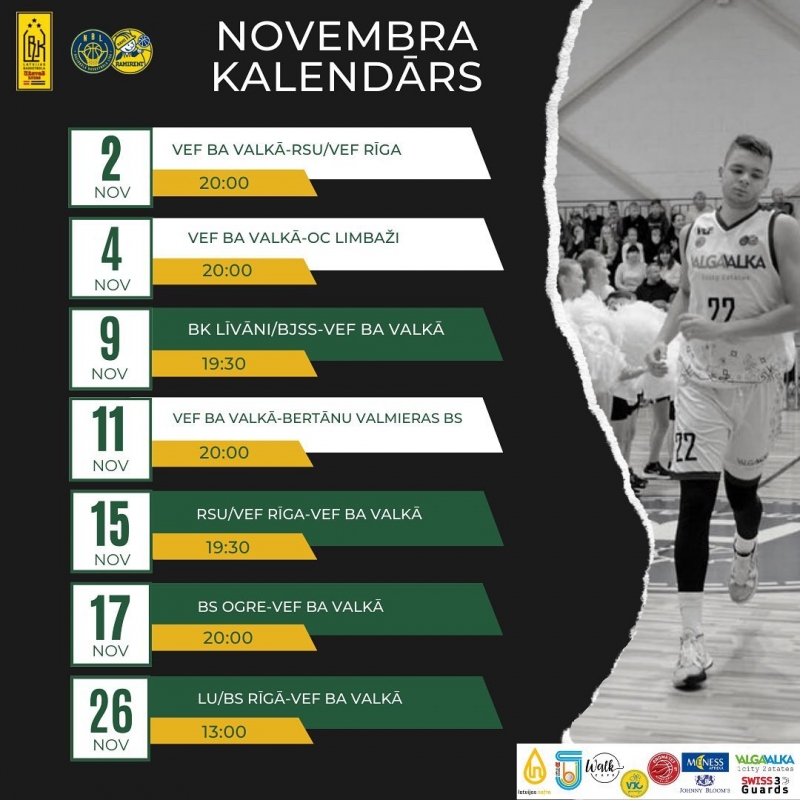 Novembra basketbola kalendārs