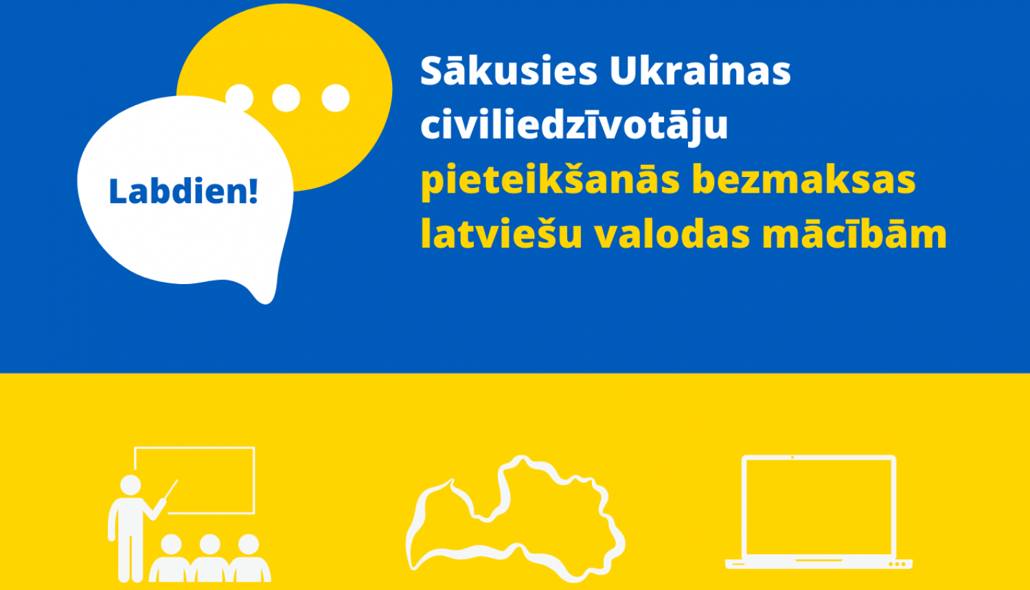 Sākusies Ukrainas civiliedzīvotāju pieteikšanās latviešu valodas mācībām (LV/UA)