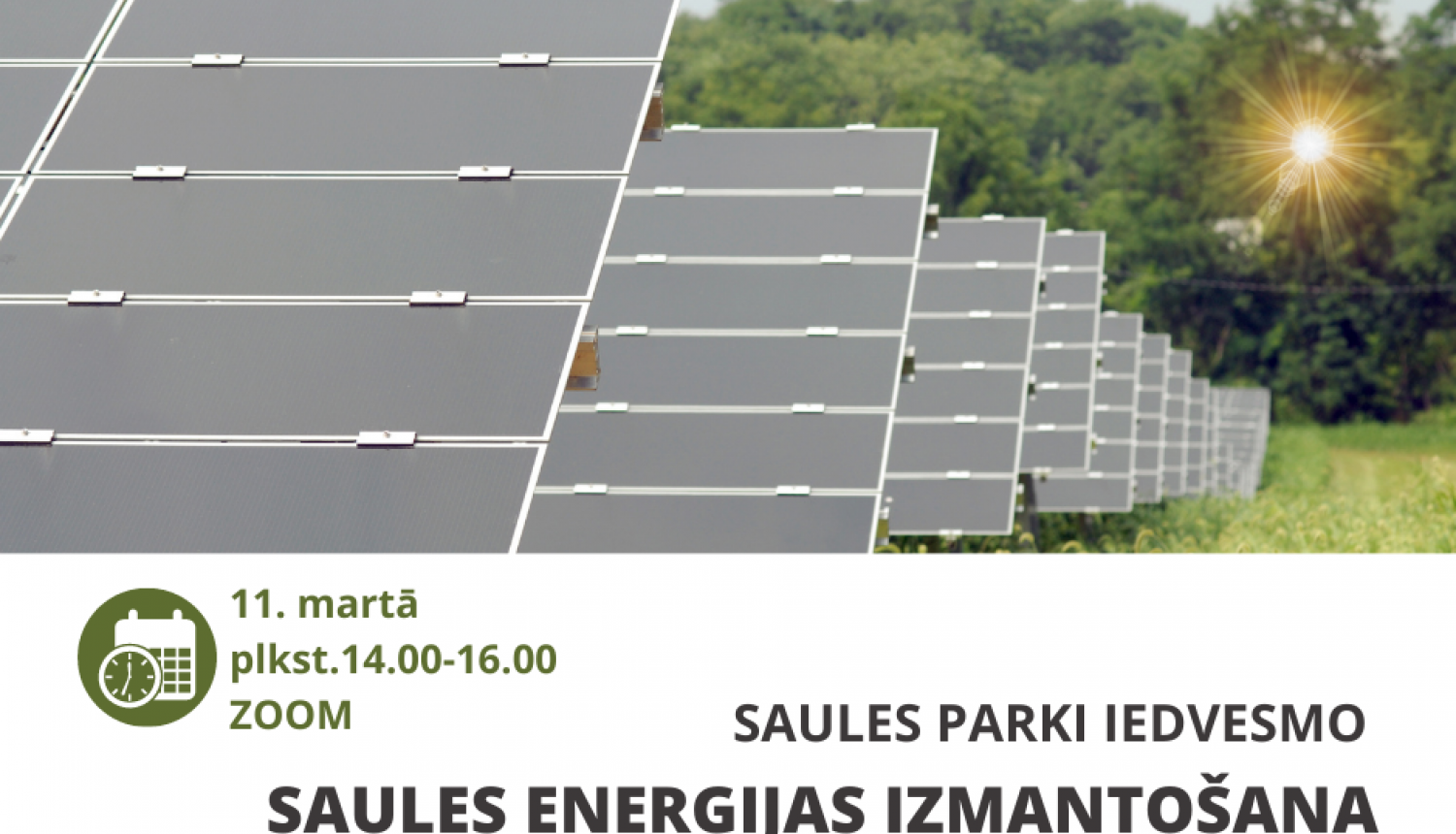 11. martā aicina uz starptautisku vebināru par saules enerģijas izmantošanu pašvaldību un uzņēmumu attīstībā
