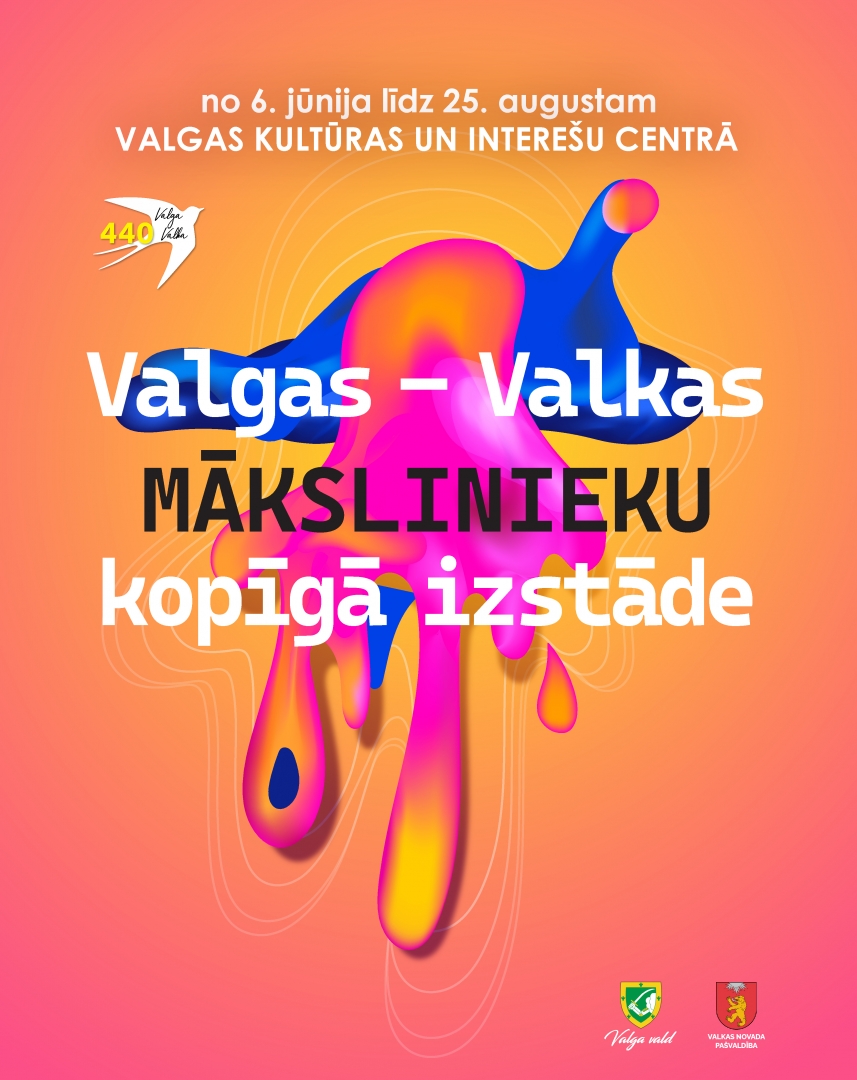 Krāsaina afiša ar plūstošām krāsām pa vidu