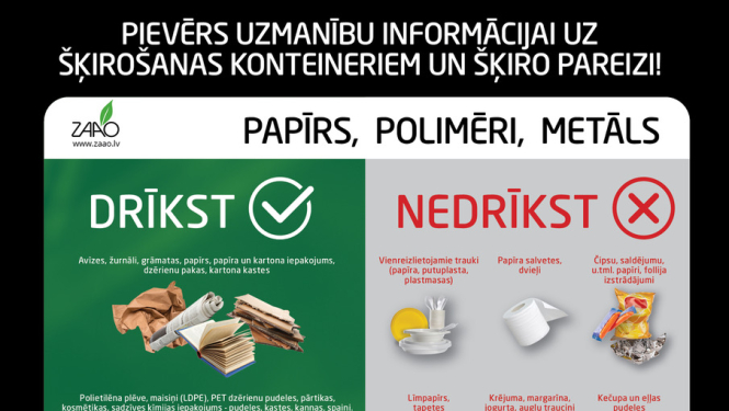 Atgādinājums par šķirošanas iespējām Valkas novadā