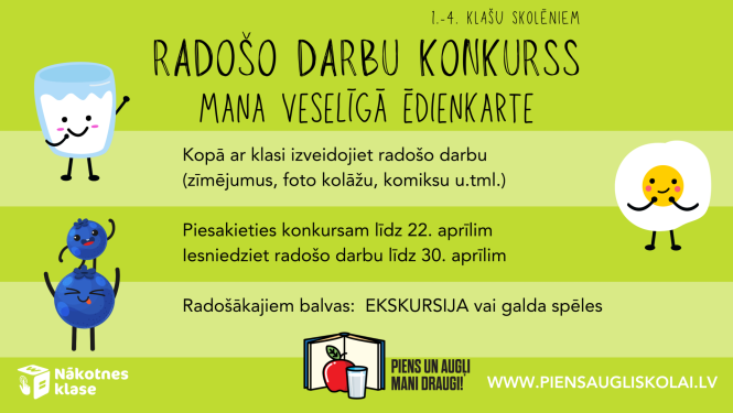 Zaļs baneris ar zīmējumiem
