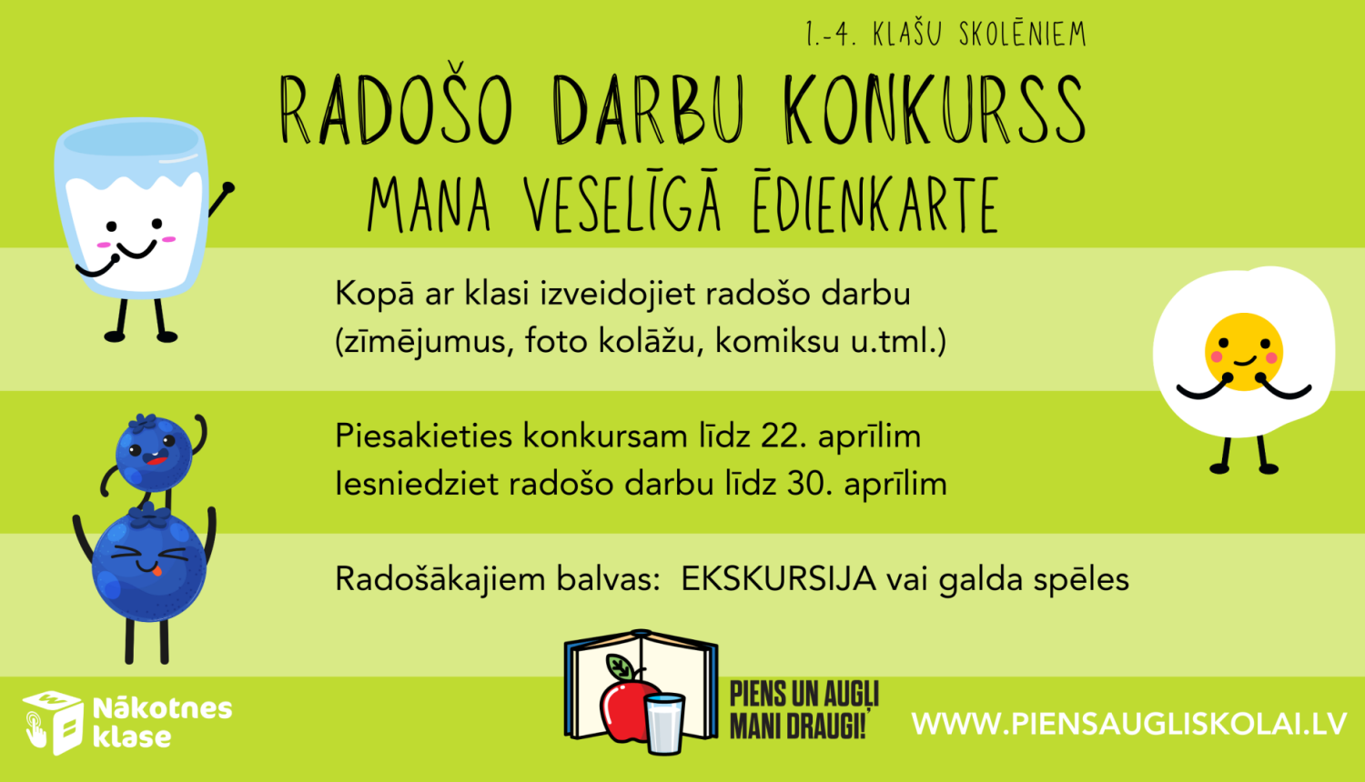Zaļs baneris ar zīmējumiem