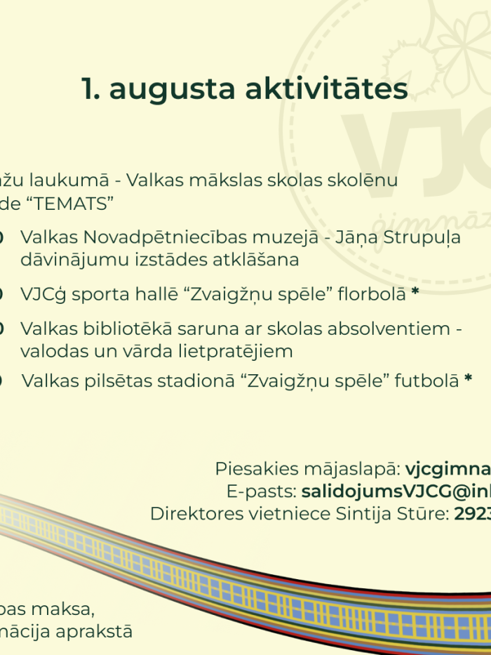 1. augusta aktivitātes uz gaiši zaļa fona