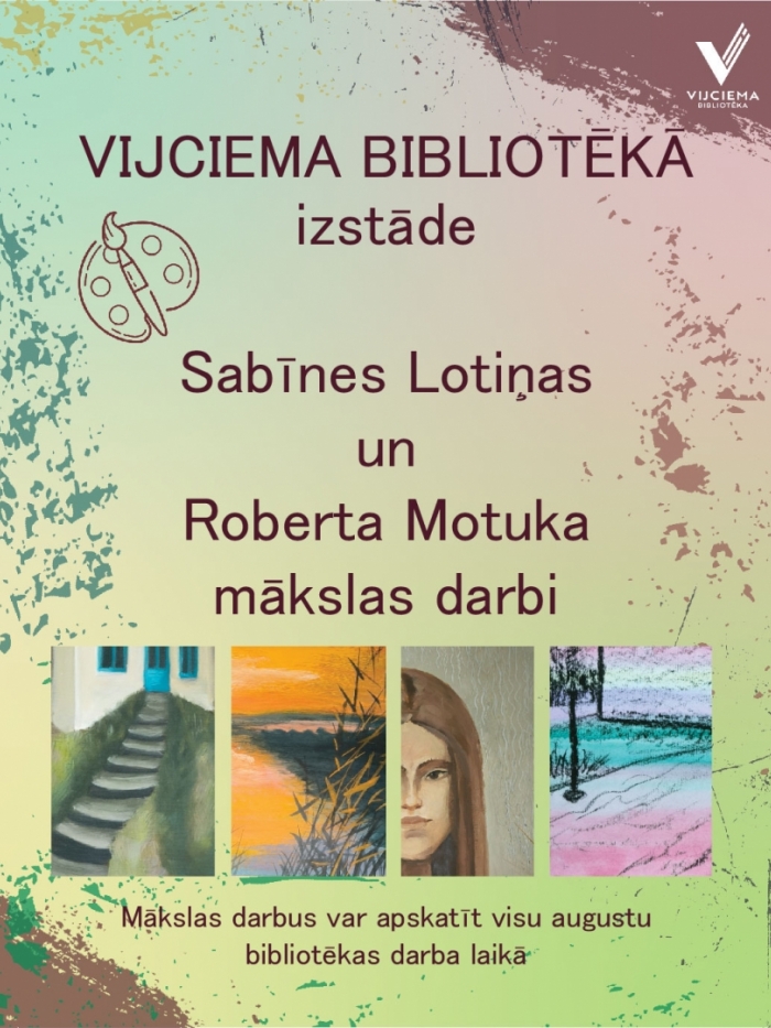 Zaļa afiša ar gleznām