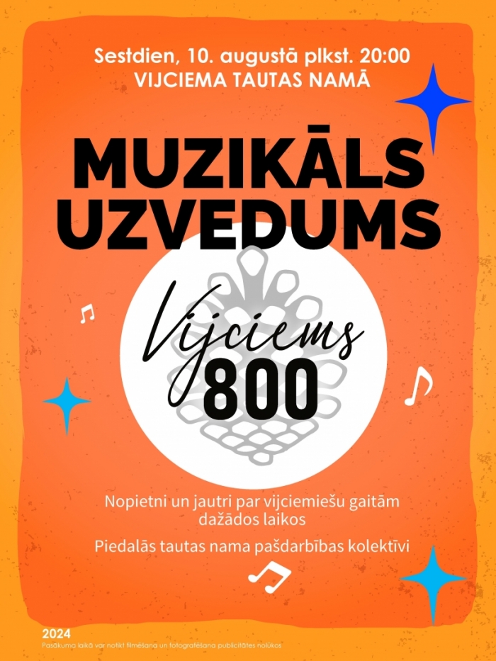 Oranža afiša ar Vijciema 800-gades