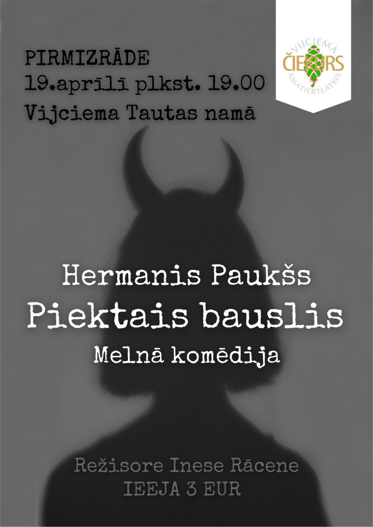 Sievietes ar velna ragiem siluets uz tumši pelēka fona