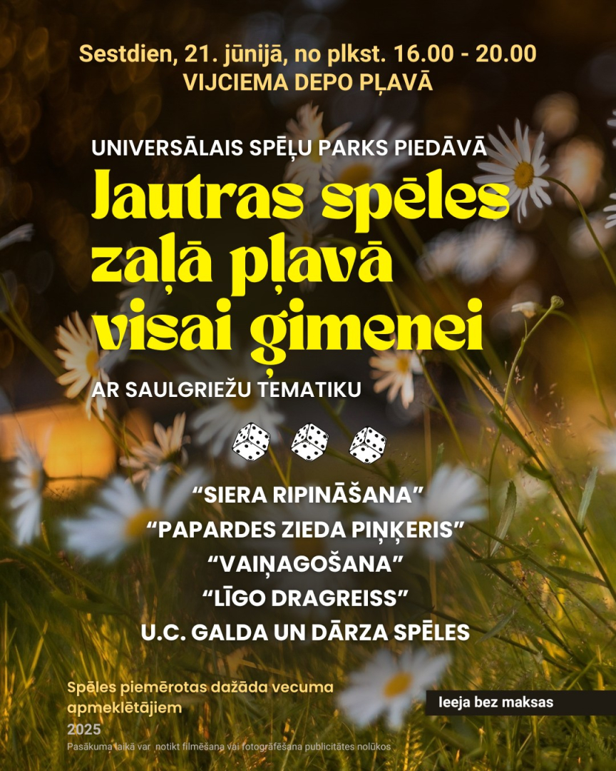 Jautras spēles zaļā pļavā