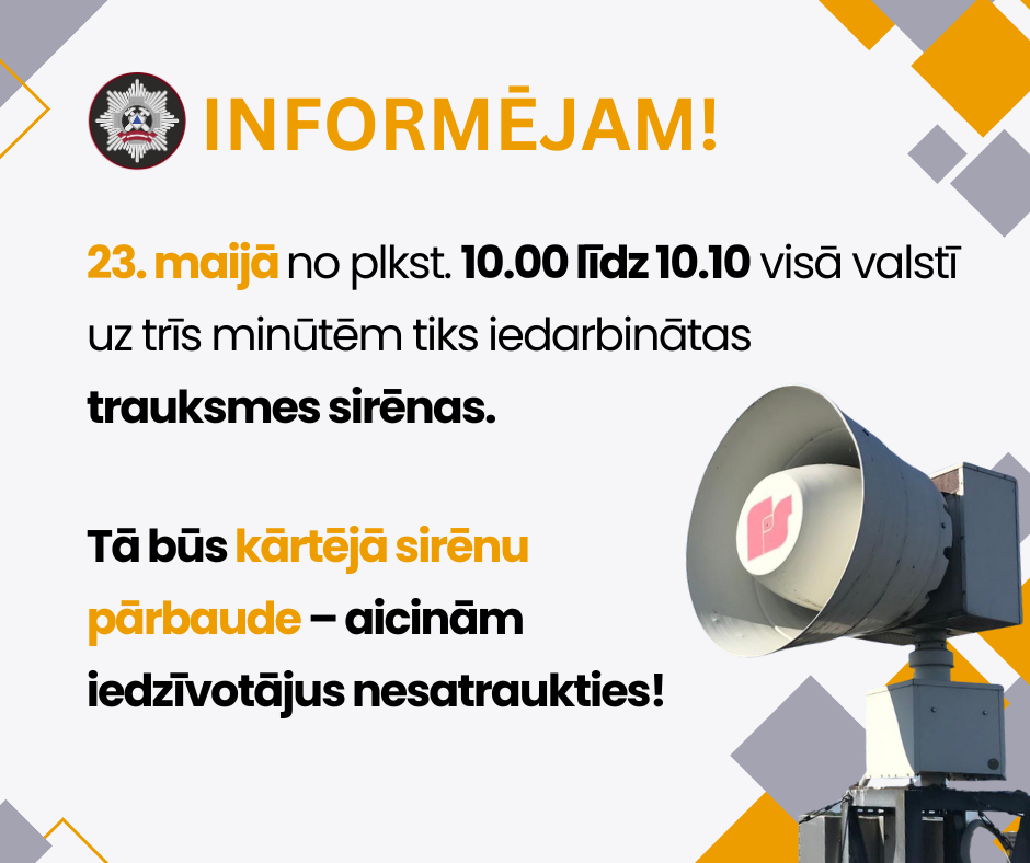 Paziņojums par sirēnu pārbaudi 