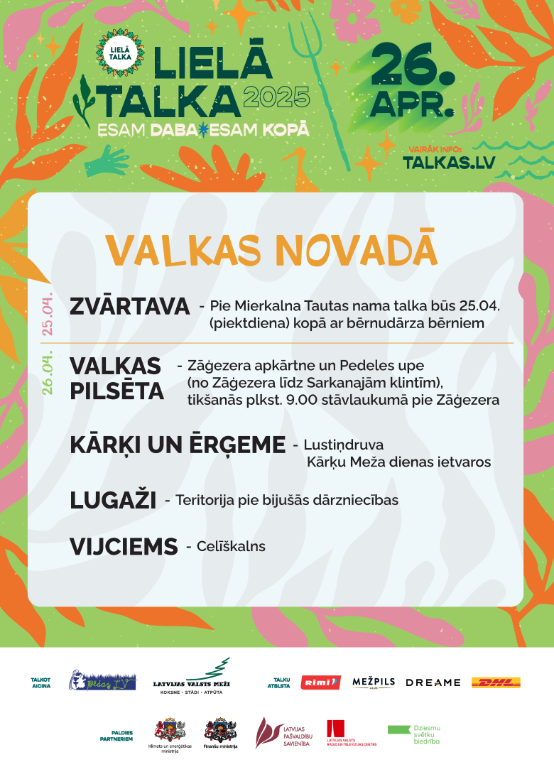 Kŗasaina afiša ar talkas norises vietām