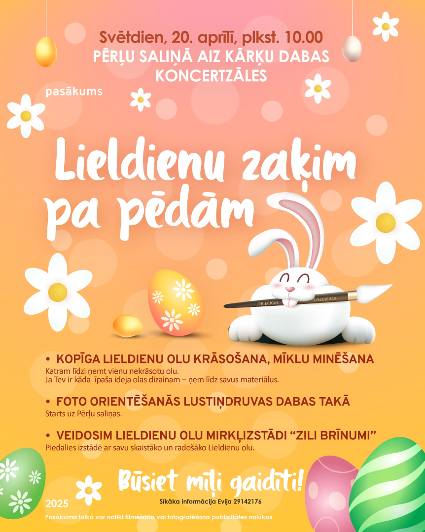 Krāsaina afiša ar lieldienu zaķi