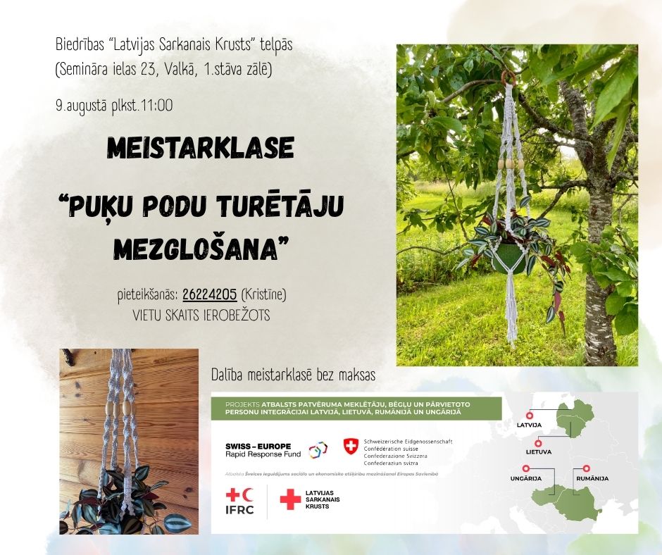 Meistarklases plakāts ar datumu un laiku