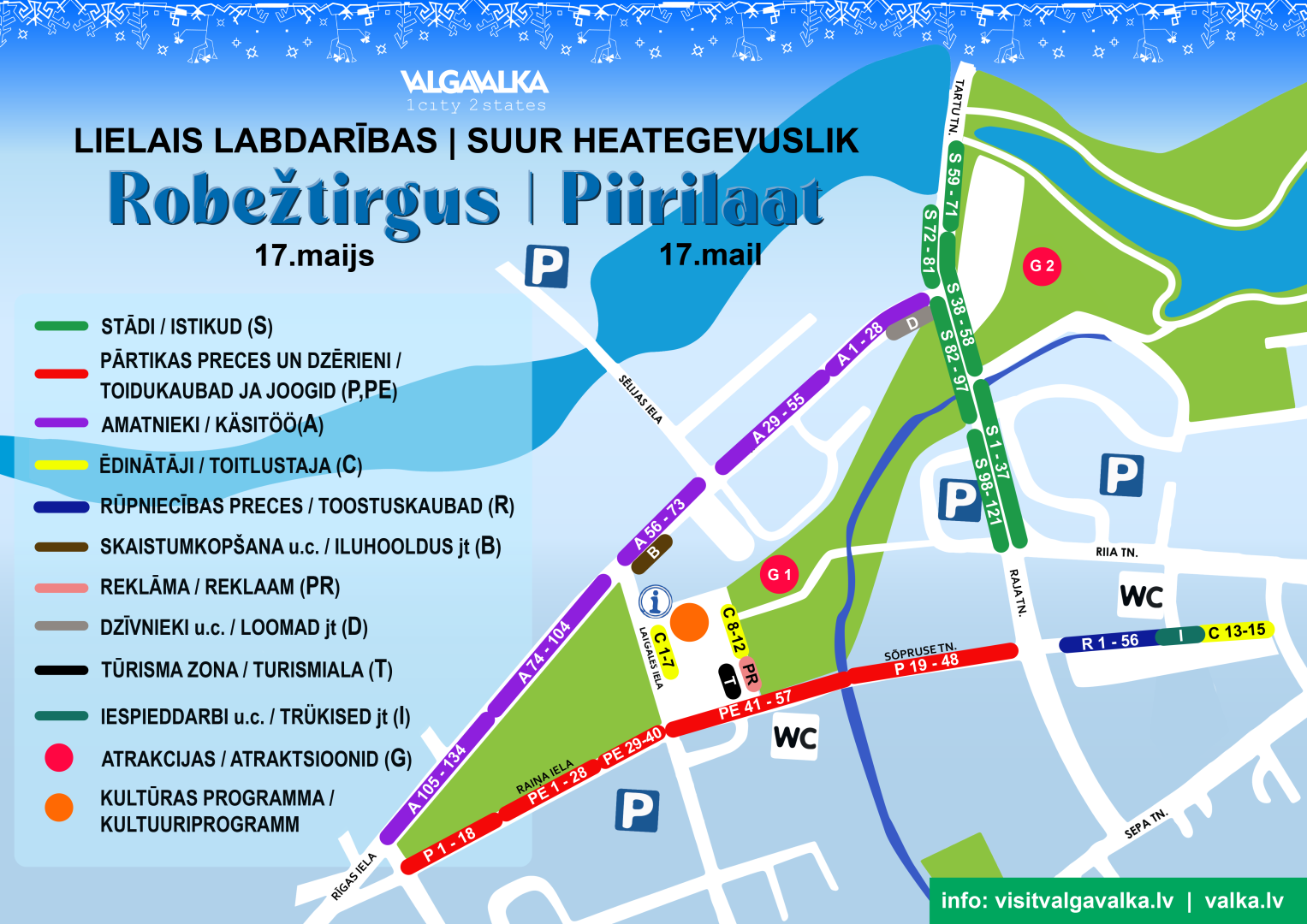 Pilsētas karte ar tirdzniecības zonām