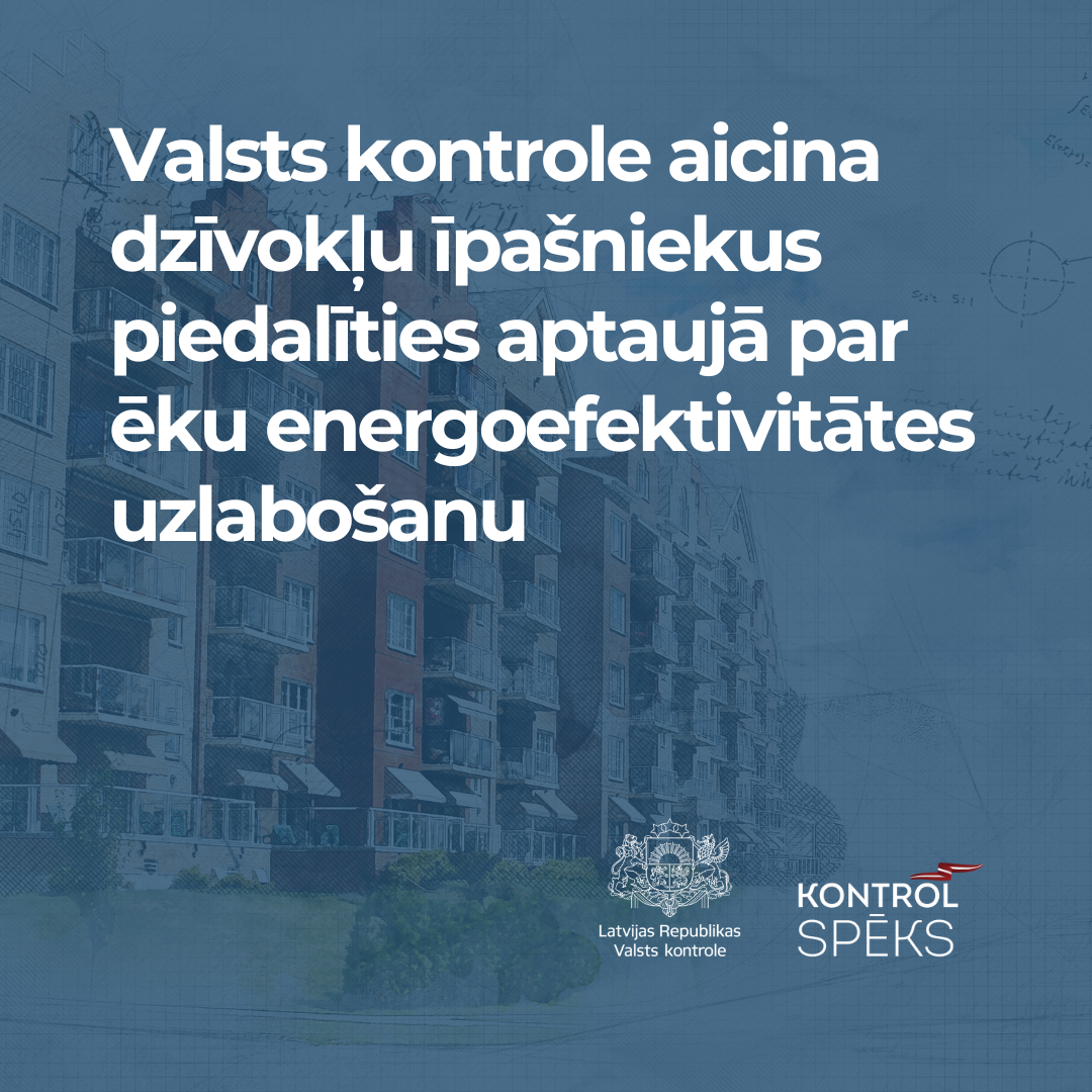 Zils baneris ar aicinājuma tekstu