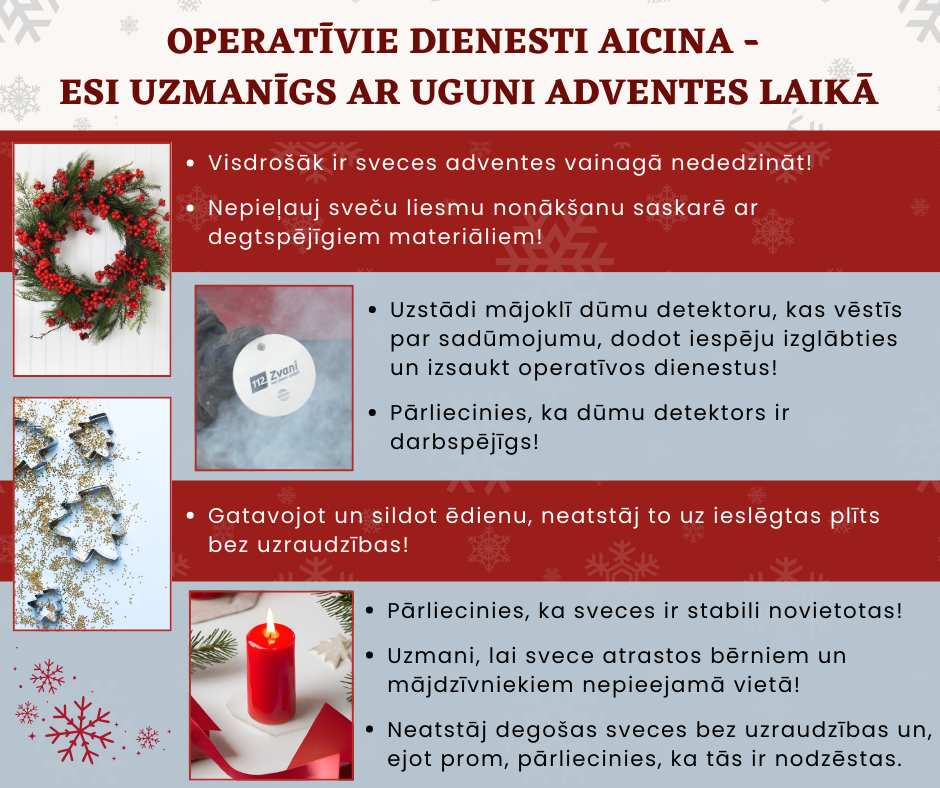 Informatīvs attēls ar tekstu un fotogrāfijām