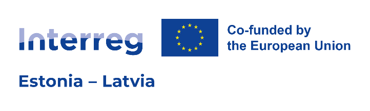 Interreg Estonia - Latvia projekta logo ar Eiropas Savienības karogu