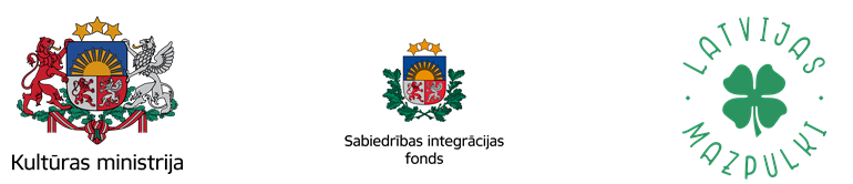 Kultūras ministrijas ģerbonis, Sabiedrības integrācijas fonds ar LR ģērbonu un Latvija mazpulku logo