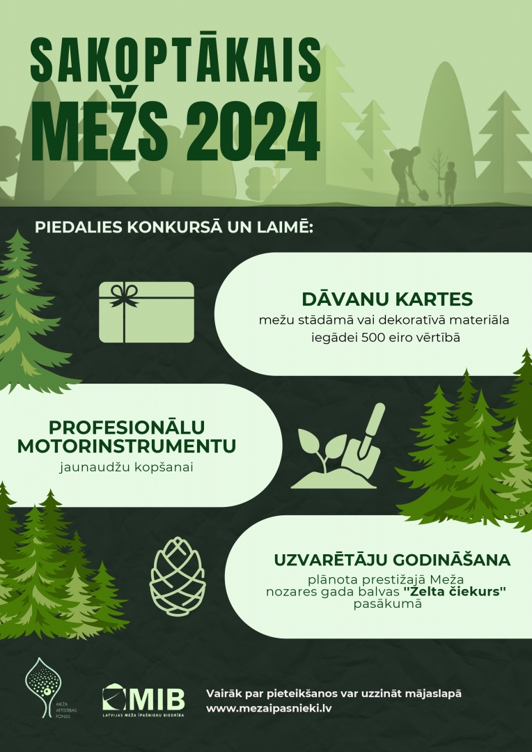 Zaļs baneris ar mežu