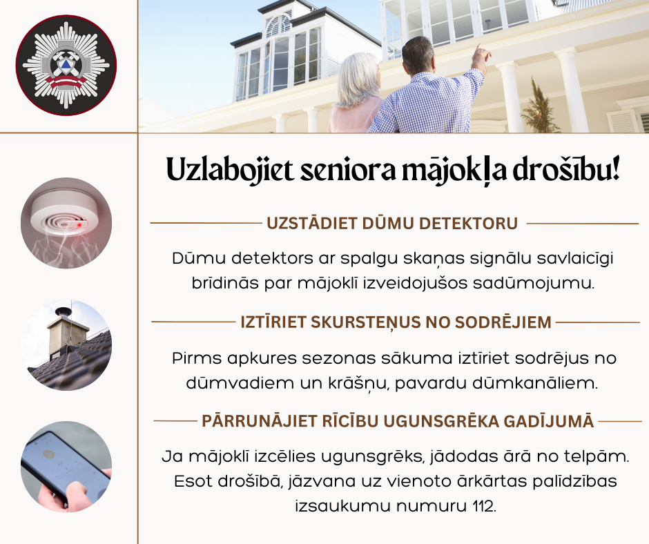 Informatīva afiša par seniorua mājokļa drošību