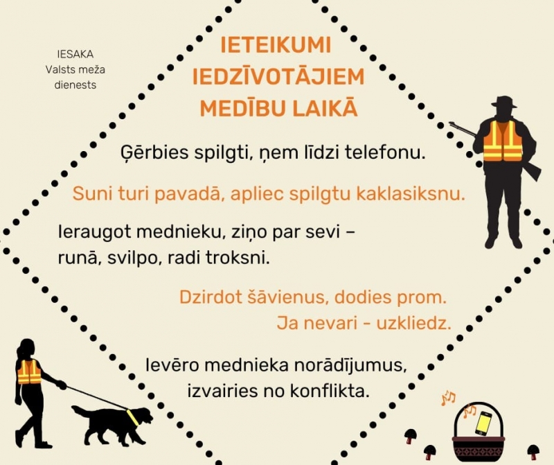 Ieteikumi iedzīvotājiem medību laikā