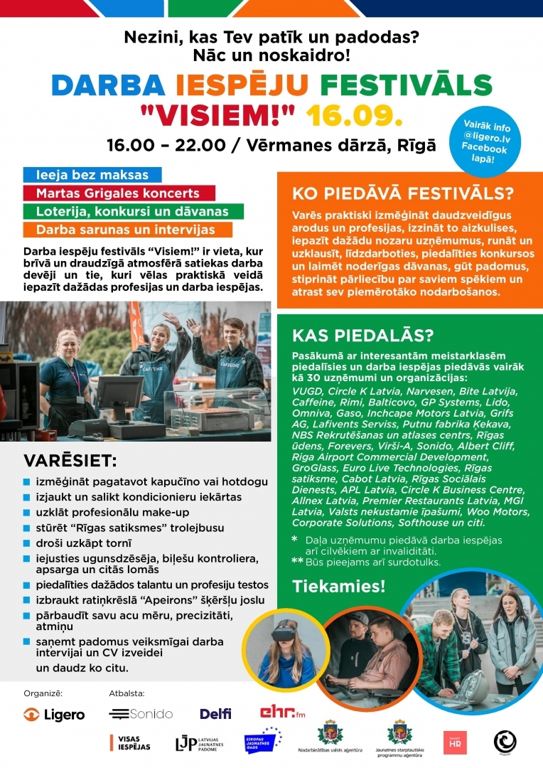 AICINA APMEKLĒT DARBA IESPĒJU FESTIVĀLU "VISIEM!"