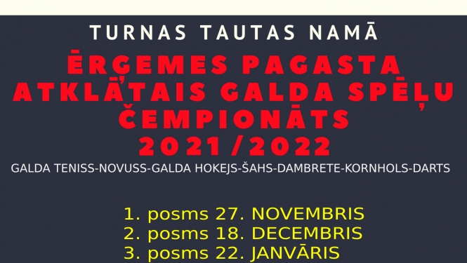 Izmaiņas Ērģemes pagasta galda spēļu čempionāta kalendārā