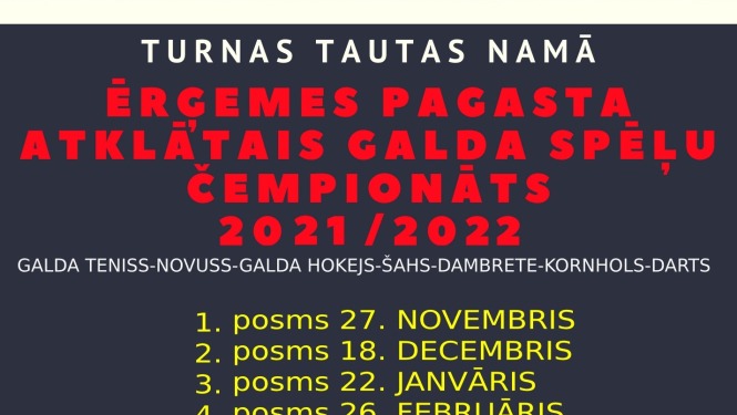 Startēs Ērģemes pagasta atklātais galda spēļu čempionāts