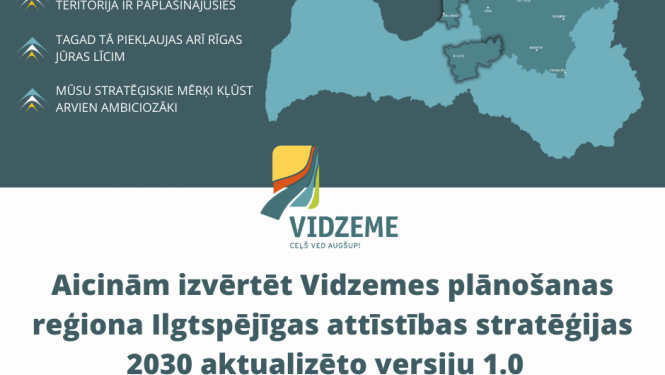 Vidzemes piejūras ainavu telpa, Rail Baltica un Rīgas metropoles areāla zonas – būtiskākie Vidzemes ilgtspējīgas attīstības stratēģijas papildinājumi; publiskā apspriešana līdz 3. decembrim