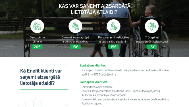 Enefit uzsāk aizsargāto lietotāju apkalpošanu