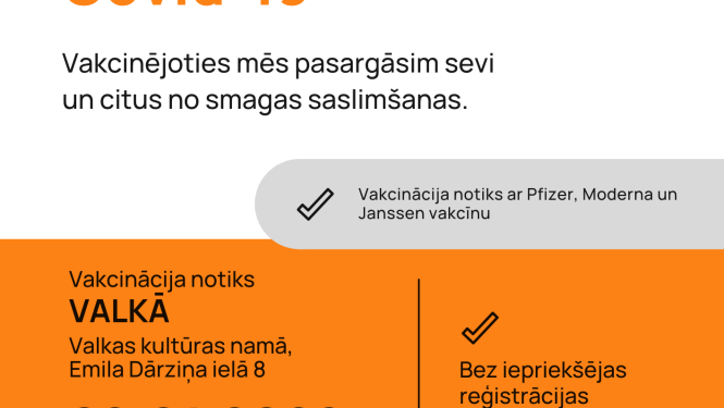 28. janvārī Valkā būs iespēja vakcinēties pret Covid-19