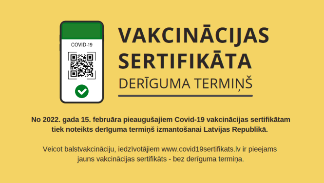 Iedzīvotājus aicina pārbaudīt vakcinācijas sertifikāta derīguma termiņu