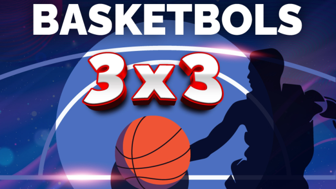 Afiša ar basketbolista siluetu