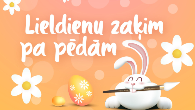 Krāsaina afiša ar lieldienu zaķi