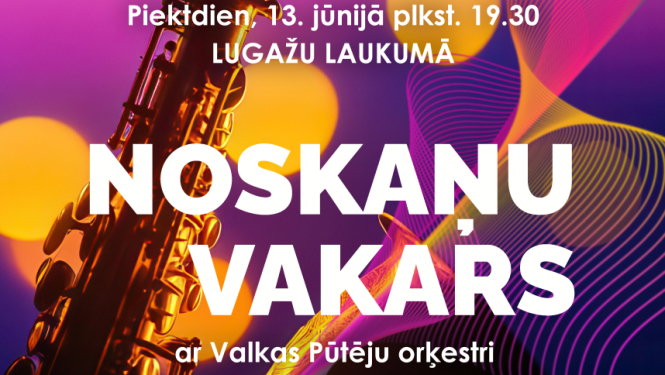 Krāsaina afiša ar saksofonu
