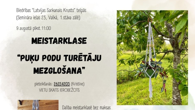 Meistarklases plakāts ar datumu un laiku