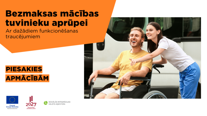 Sieviete ar vīrieti ratiņkrēslā
