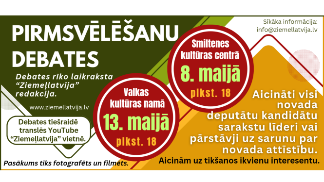Baneris ar informāciju par debatēm