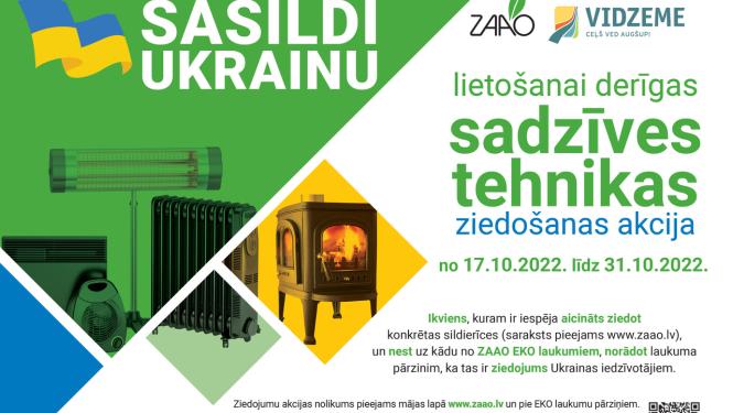 ZAAO un Vidzemes plānošanas reģions izsludina akciju “Sasildi Ukrainu”