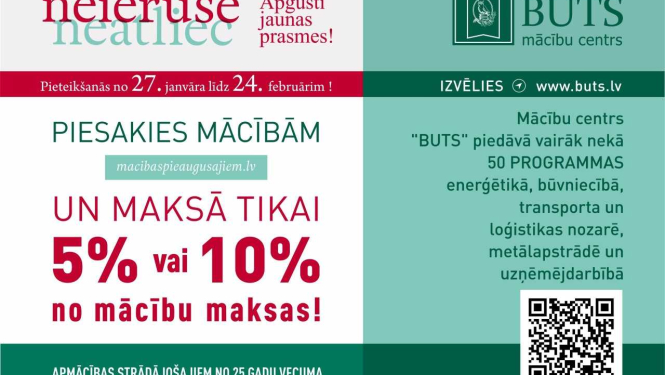 Mācību centrs "BUTS" piedāvā mācības pieaugušajiem