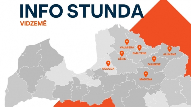 Latvijas karte ar plānoto info stundu vietām