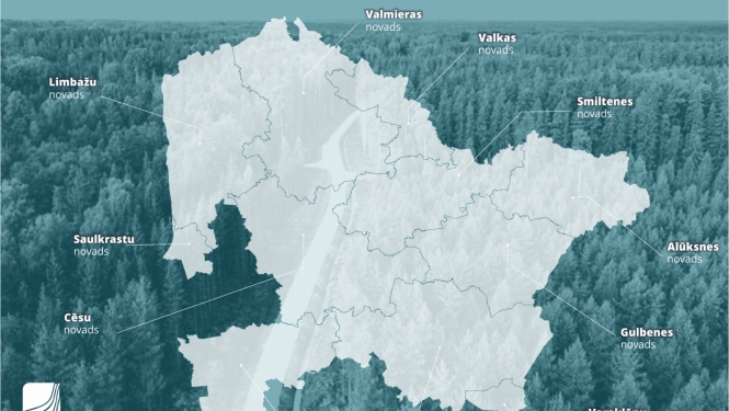 Vidzemes karte ar novadiem