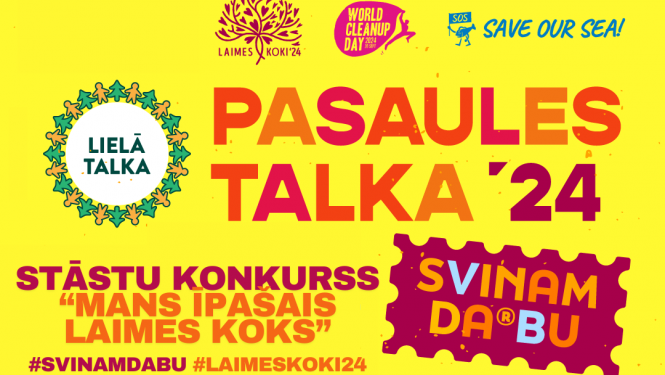 Dzeltens baneris ar tekstu