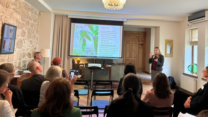 Lienīte Priedāja-Klepere dalās ar Latvijas pieredzi pārtikas sistēmu attīstībā (Moldova, 2023. gada 13. oktobris)