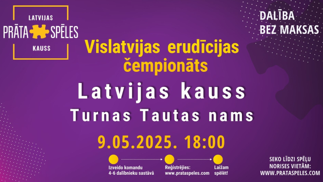 Violets baneris ar pasākuma nosaukumu un laiku