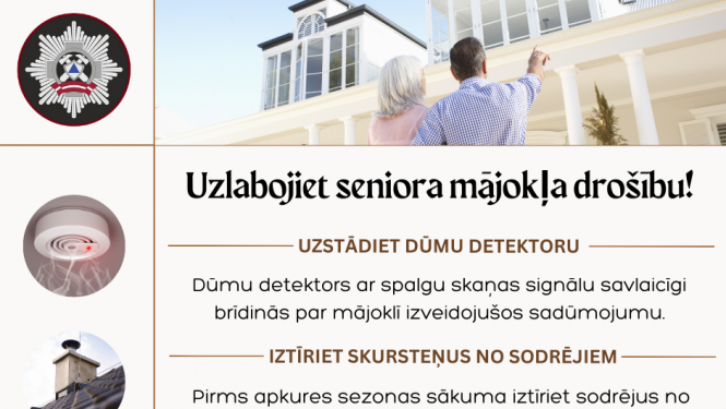 Informatīva afiša par seniorua mājokļa drošību