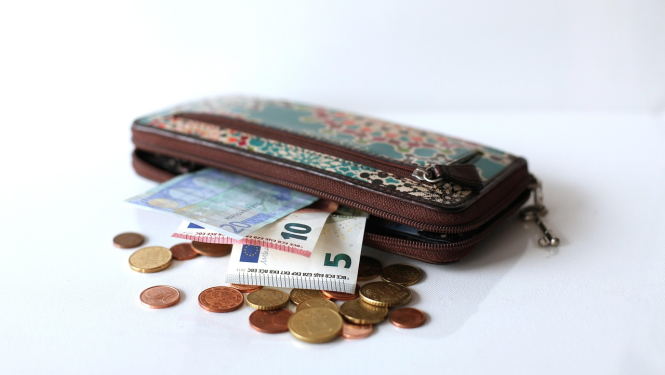 Maks ar eiro banknotēm un monētām