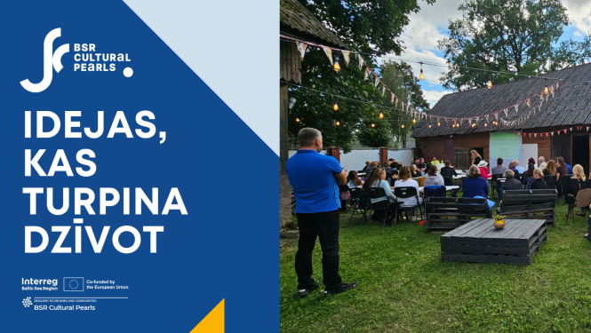 Zils baneris ar fotogrāfiju