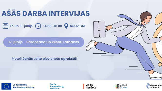 Ilustrācija ar jaunieti, kas skrien uz darbu