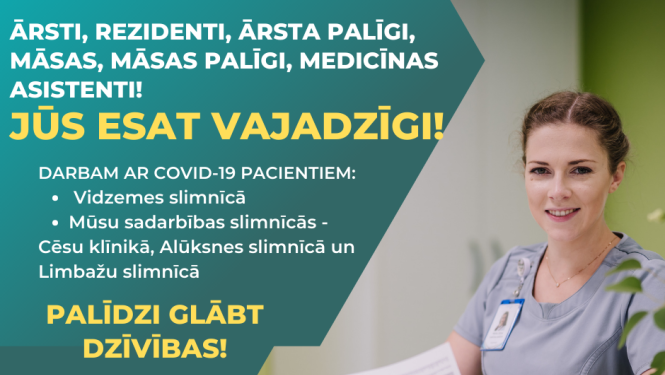 Vidzemes slimnīca aicina pievienoties veselības aprūpes palīgus