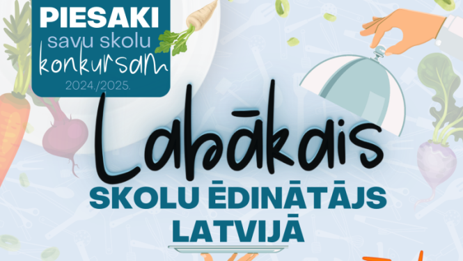 Raibs gaiši zils fons ar ēdamlietām